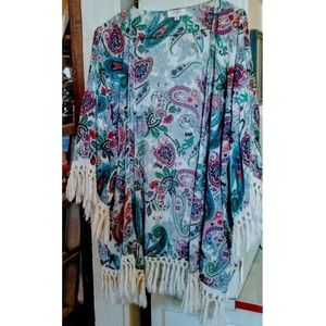UMGEE Fringed Open Front Kimono Med/Large!
